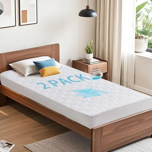 Vista 11 de Paquete de 2 protectores de colchón impermeables, tamaño individual, funda de colchón con bolsillo profundo de 6 a 15 pulgadas de profundidad