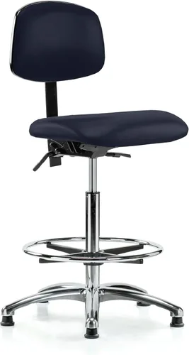 Vista 18 de Perch - Silla de laboratorio con ruedas cromadas con soporte de respaldo ajustable, altura del escritorio de 17 a 22 pulgadas, tela negra
