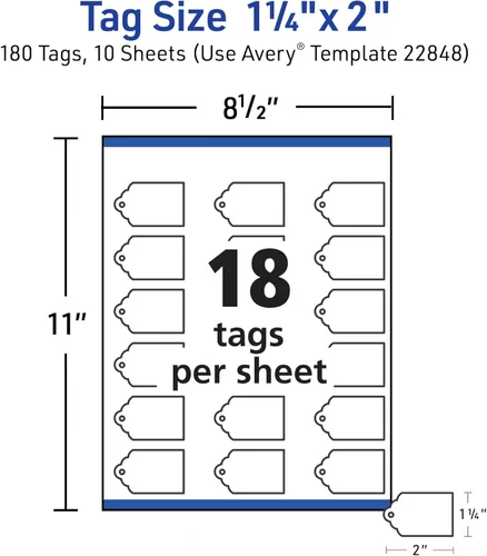 Vista 5 de Avery Printable etiquetas con cuerdas, diseño festoneado, 2 x 1.25 pulgadas, pack de 180 (22848), Blanco