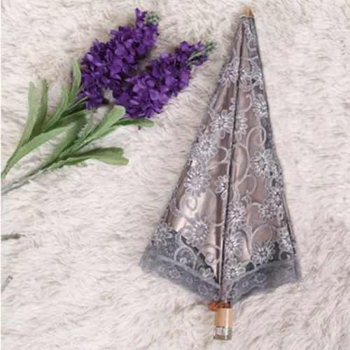 Vista 3 de Orgrimmar Sombrilla de encaje para mujer, protección UV, UPF 50+, ligera y portátil, plegable, color negro