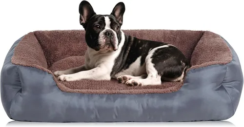 Vista 13 de Camas para perros pequeños, camas para mascotas pequeñas con laterales, cama rectangular para perros con fondo antideslizante