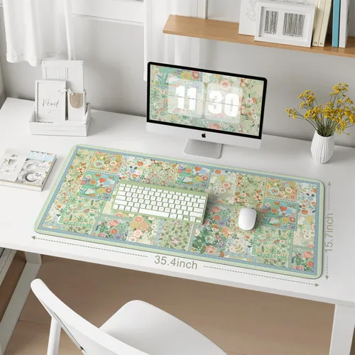 Vista 2 de iCasso Verde Alfombrilla Grande para Mouse, Alfombrilla de Juegos, Alfombrilla de Escritorio para Computadora de Escritorio, Alfombrilla