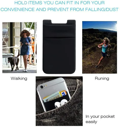 Vista 8 de Hoblaze Funda elástica para tarjetas de crédito, con bolsillo para tarjetas de crédito, funda adhesiva 3M, compatible con teléfonos inteligentes