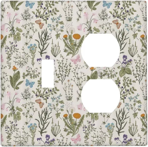 Vista 136 de William Morris Floral Boho Azul Medianoche Azul Bohemio Flor 1 Banda Dúplex Cubierta de Salida Decorativa Receptáculo Único Interruptor Eléctrico