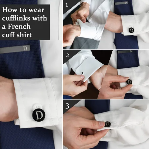 Vista 5 de LOYALLOOK 4Pcs Stainless Steel Engraved Initial Cufflinks and Tie Bar Money Clip Set Personalized Button Shirt Initials Tie Clip Alphabet Letter A-Z