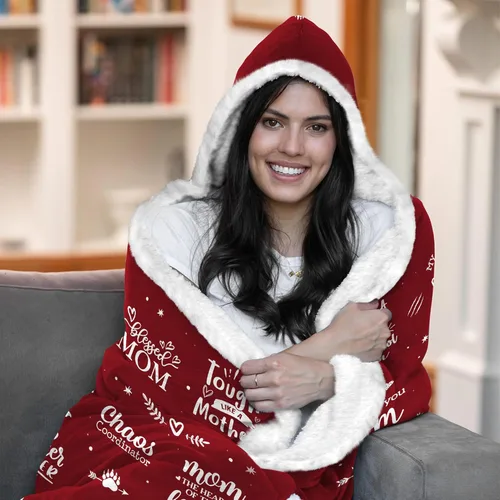 Vista 7 de Manta con capucha para mamá de mamá oso - Regalos para mamá de hija e hijo - Regalos de cumpleaños de Navidad para esposa de parte del esposo