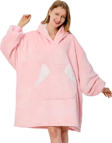 Vista 15 de Ramees - Manta portátil con capucha, sudadera de forro polar Sherpa de gran tamaño con mangas y bolsillos