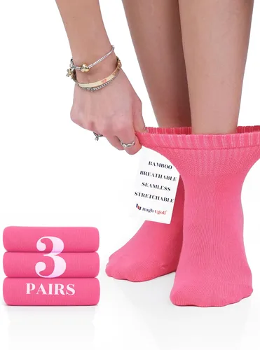 Vista 32 de Hugh Ugoli - Calcetines de tobillo para mujer con bambú diabético, punta sin costuras súper suave y sin ataduras, anchos, ajuste holgado y elástico