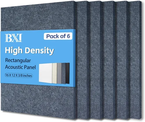 Vista 8 de BXI - Absorbente de sonido, paquete de 16 paneles de absorción acústica de alta densidad de 12 x 12 x 3/8 de pulgada, paneles de absorción de sonido