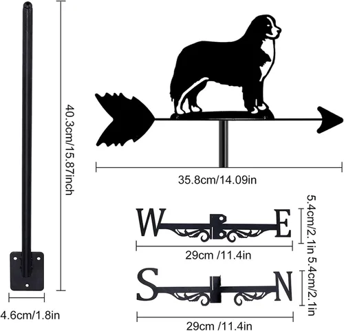 Vista 5 de Veleta con forma de animales con montaje en el techo, dirección del viento, decoración creativa para el hogar, regalo para exteriores, granja