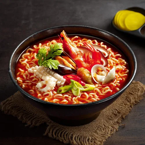 Vista 5 de Paldo Fun & Yum Il Poom - Fideos instantáneos de mariscos con caldo picante a base de mariscos, el mejor estilo oriental, cuenco original coreano