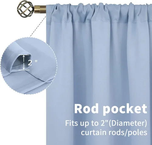 Vista 3 de Cortina opaca BGment con hueco por el que pasa la barra, 2 paneles