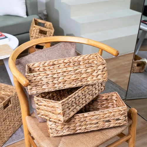 Vista 6 de M4DECOR Juego de 3 soportes de mimbre para papel higiénico, cesta para tanque de inodoro, cesta trasera de inodoro, cestas de mimbre