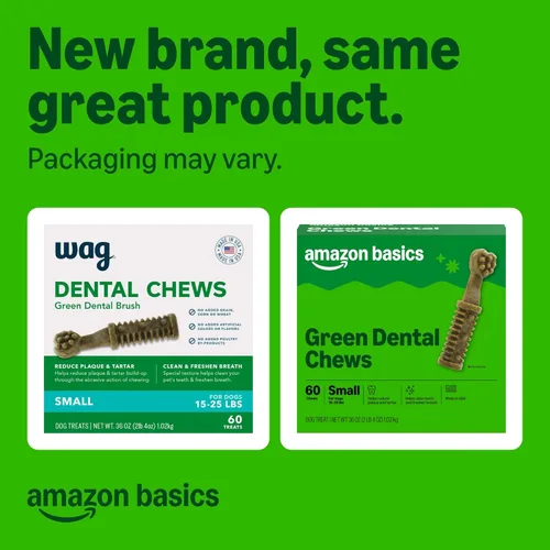 Vista 2 de Marca Yaxa – Wag Golosinas Dentales para Perros para ayudar a limpiar los dientes y refrescar el aliento, pequeñas, sin sabor, 2.25 libras, 60