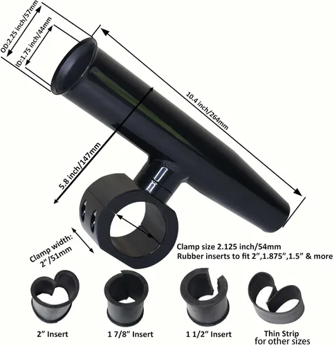 Vista 2 de Soporte de varilla de aluminio con abrazadera única en ajuste 1.5 ", 1.875 ", 2 "pulgadas horizontal o vertical Torre de barco de pesca/poste