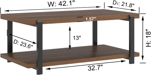 Vista 38 de FOLUBAN Mesa de centro negra, moderna mesa central de madera rústica con almacenamiento para sala de estar, mesa de té de cóctel rectangular
