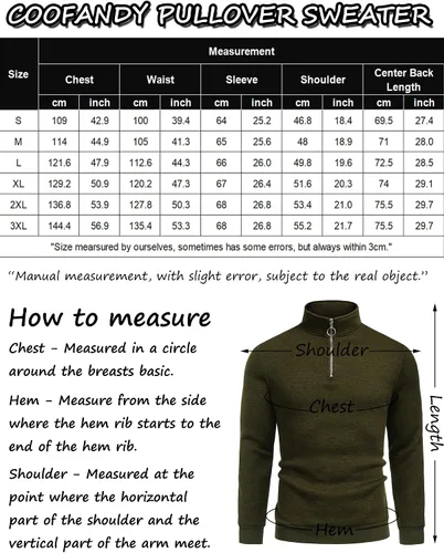 Vista 6 de COOFANDY Sudadera de punto con cremallera de un cuarto para hombre, suéter térmico de punto casual ajustado