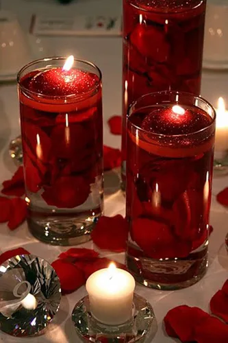 Vista 7 de Velas flotantes metálicas, velas ovaladas multicolor con 200 pétalos de rosa de seda, discos de vela de larga duración para bodas, aniversarios