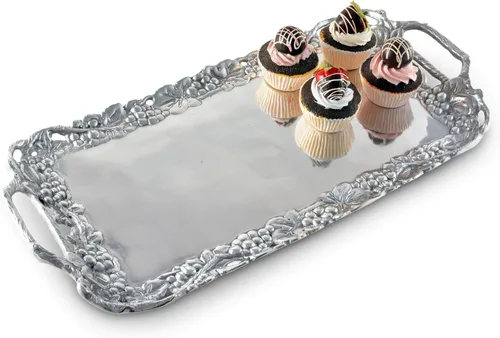 Vista 2 de Arthur Court Designs - Bandeja decorativa de aluminio para servir de uva de metal, 21 x 10 pulgadas