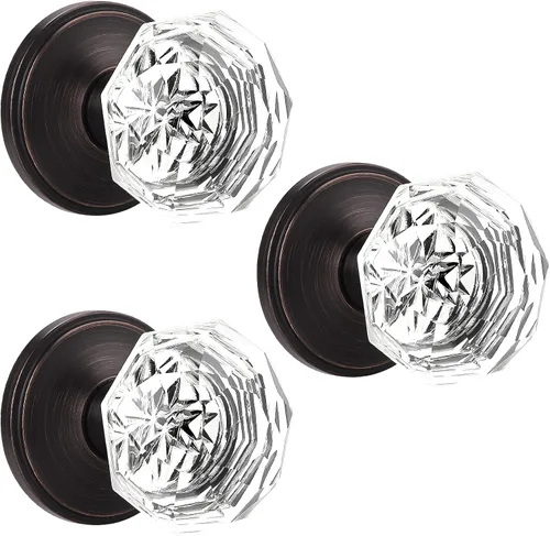 Vista 41 de Orger Paquete de 6 pomos de puerta de privacidad, manijas de puerta de vidrio transparente con acabado de níquel satinado, manijas de puerta