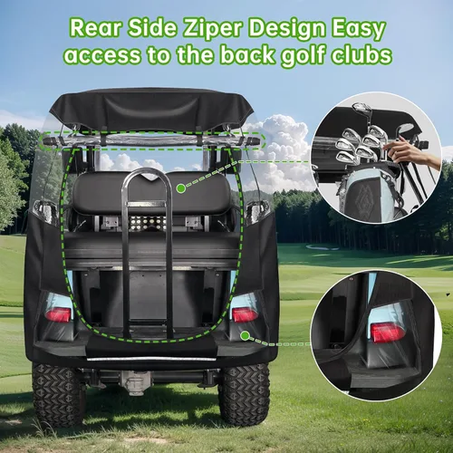 Vista 4 de Cubierta de conducción para carrito de golf de 10L0L de 4 pasajeros para Club Car Precedent, cubierta de lluvia con ventana transparente, cubiertas