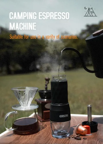 Vista 7 de CAFELFFE Cafetera portátil, máquina de café espresso manual 3 en 1, compatible con cápsulas originales Nes, cápsulas DG y café molido, adecuada