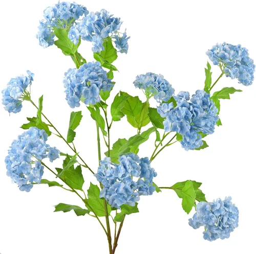 Vista 10 de FiveSeasonStuff Flores de hortensias de seda Real Touch, 2 flores artificiales grandes de tallo largo para arreglos florales (naranja otoño)