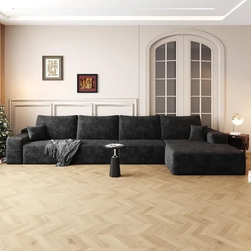 Vista 42 de AUGOP Sofá modular moderno de 96 pulgadas para sala de estar, sofá modular con sofás en forma de L, sofá tapizado sin hueso, sofá seccional con Negro