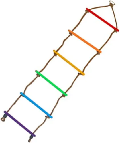 Vista 8 de Escalera de cuerda de escalada, escalera de cuerda de escalada para niños, resistente a la tracción, tejido multicapa, suave y colorido, accesorios
