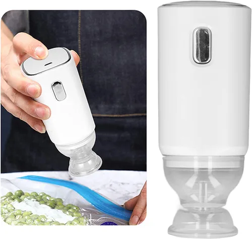 Vista 3 de Bomba de bolsa de vacío automática, sellador de vacío eléctrico portátil recargable, 90W, material ABS, velocidad de bombeo de 3L/min, control de un