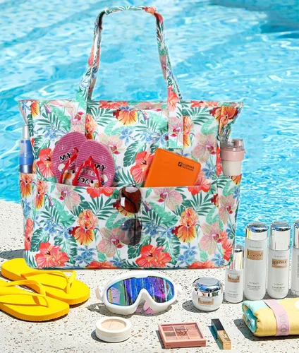 Vista 9 de Bolsas impermeables para la playa y la piscina, para mujeres y mujeres, extragrandes, bolsa de transporte con compartimento húmedo para viajes