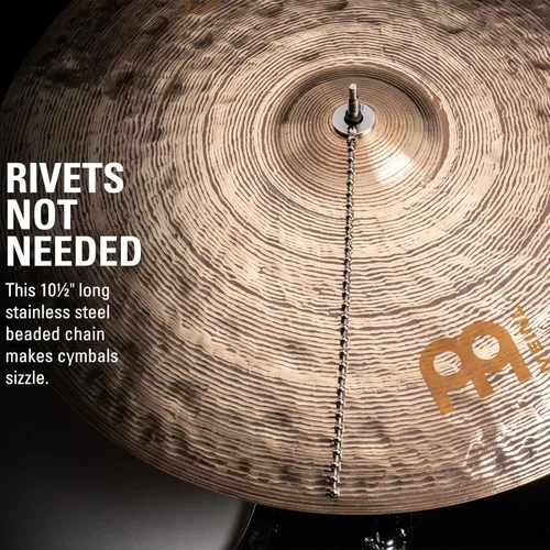 Vista 2 de Platillo Sizzler de Bacon Pesado para Ride, Crash, China y Efectos sin Remaches Requeridos — Cadena con Cuentas Superior para Jazz o Cualquier