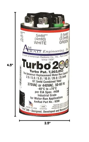 Vista 3 de Condensador de funcionamiento del motor Turbo 200