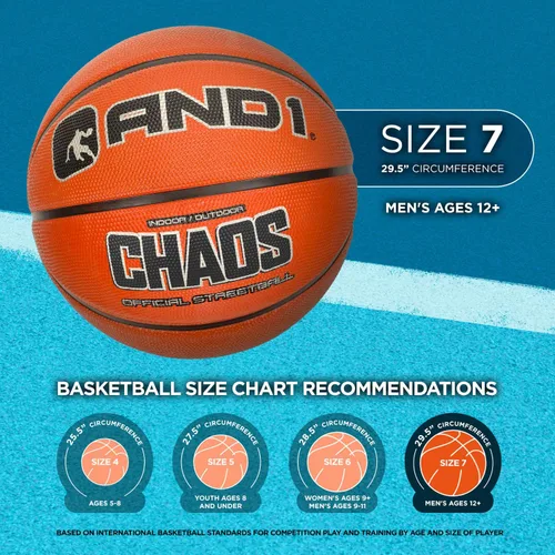 Vista 6 de AND1 Enigma Basketball - Streetball for Indoor and Outdoor Use, Deep Channel Construction and Durability Rojo/Gris