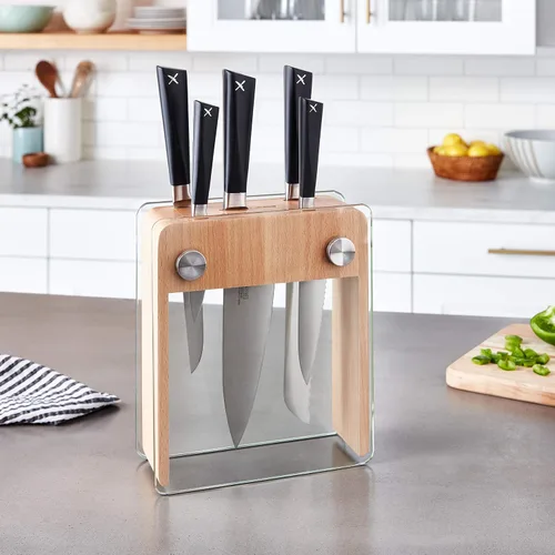 Vista 5 de Mercer Culinary Züm - Juego de bloques forjados de 6 piezas, madera de haya y vidrio