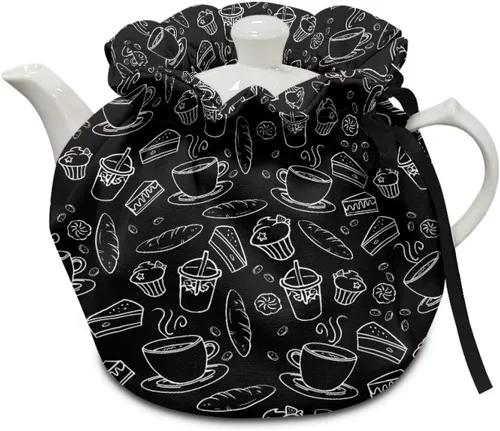 Vista 29 de Tetera acogedora funda térmica aislada para hervidor de agua, calentador de desayuno, lavable a máquina, para tetera, decoración de cocina del Verde