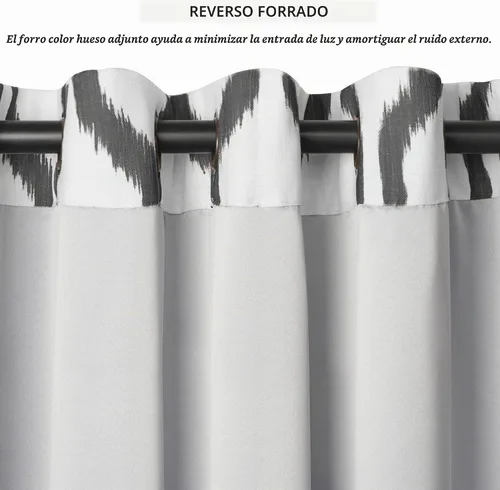 Vista 4 de Elrene Home Fashions Renzo Ikat - Cortina de panel de lino con diseño geométrico para ventana, para oscurecimiento de habitación Negro