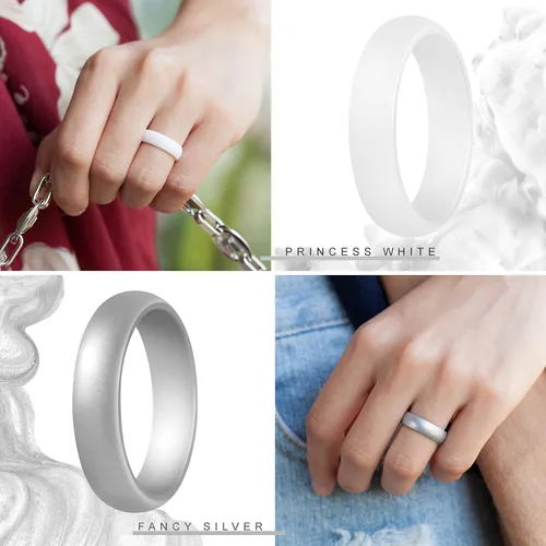 Vista 5 de ThunderFit - Anillo de boda de silicona para mujer, anillos de goma, con 5,5 mm de ancho, 2 mm de grosor