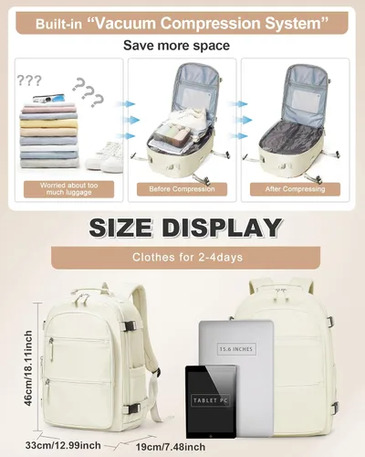 Vista 4 de VGCUB Mochila pequeña al vacío de viaje con bomba eléctrica, sistema de vacío, compresión, impermeable, bolsas universitarias, mochila de mano