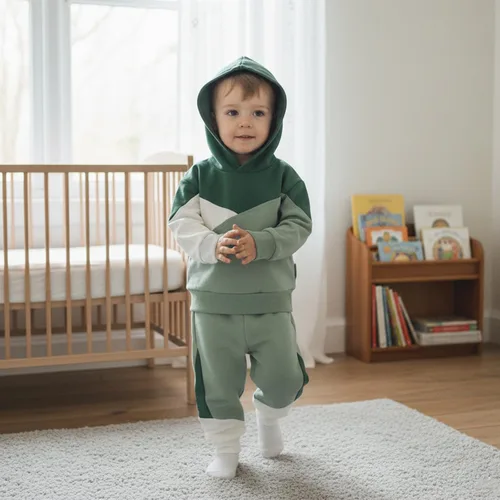 Vista 215 de Conjunto de ropa de otoño e invierno para bebé y niño, sudadera larga con capucha y pantalones para niños pequeños, 6, 12, 18, 24 meses, 2T Adorable