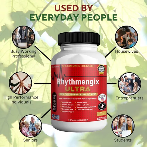 Vista 6 de Rhythmengix Ultra Maximum Strength Suplemento dietético, fórmula herbal, 60 cápsulas (1)
