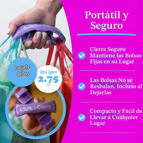 Vista 10 de Click & Carry Almacenamiento y organización de la cocina, organizador de bolsas de plástico y soporte para compras fáciles, Shark Tank, asa