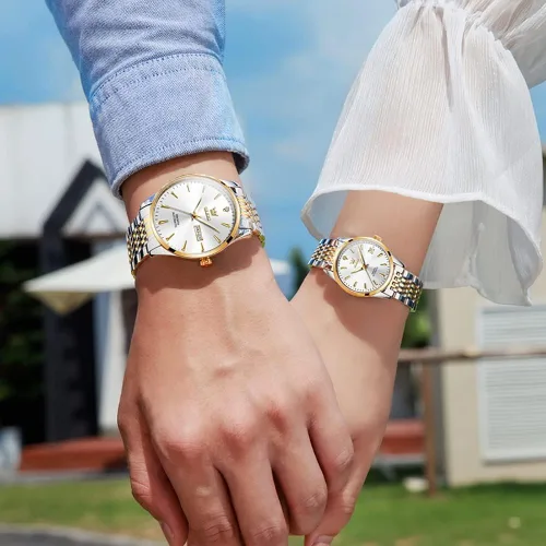 Vista 3 de OLEVS Couple Watches Men and Women Automatic Mechanical Waterproof Casual His and Hers Watches Set Pair for Couples