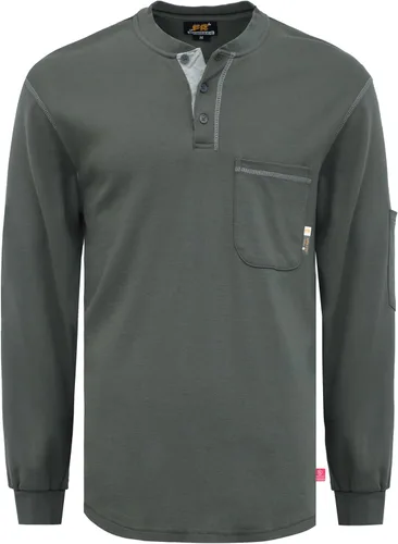 Vista 20 de KONRECO Camisas FR para hombres de manga larga Henley 7oz 100% algodón FRC camisa de soldadura de ropa