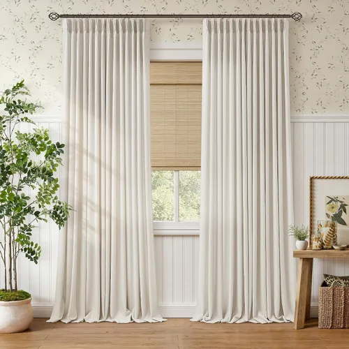 Vista 83 de TWODRAPES Burlywood - Cortinas plisadas de lino grueso de abedul de 96 Abedul Burlywood