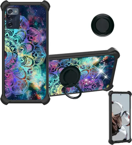 Vista 14 de ATT Maestro 3 U626AA - Funda compatible con AT&T Maestro 3 (policarbonato duro + silicona suave), soporte de anillo, luz reflectante colorida