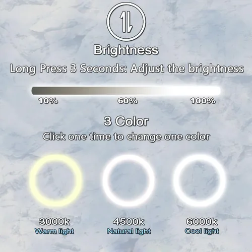 Vista 3 de Espejo de baño LED de 30 x 20 pulgadas con luces, 3 colores de brillo ajustable, antiniebla, espejo de tocador iluminado de 30 pulgadas para pared