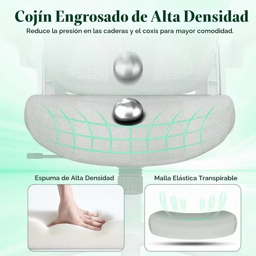 Vista 8 de SUNNOW Silla de oficina, silla ergonómica de escritorio para computadora, silla ejecutiva resistente, soporte lumbar ajustable, brazos abatibles