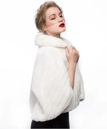Vista 2 de BEAUTELICATE Chal de piel sintética para mujer, abrigo de piel suave para eventos de boda de invierno