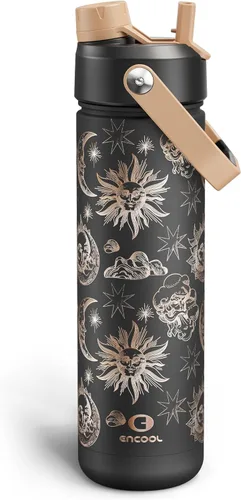 Vista 114 de Botella de agua aislada con popote para niños, botella de agua de acero inoxidable de 12 onzas con boquilla doble, a prueba de fugas, sin BPA, al